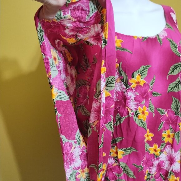 VTG Hawaiian Station Floral Pink Mumu One Size Tropical - Picture 2 of 6